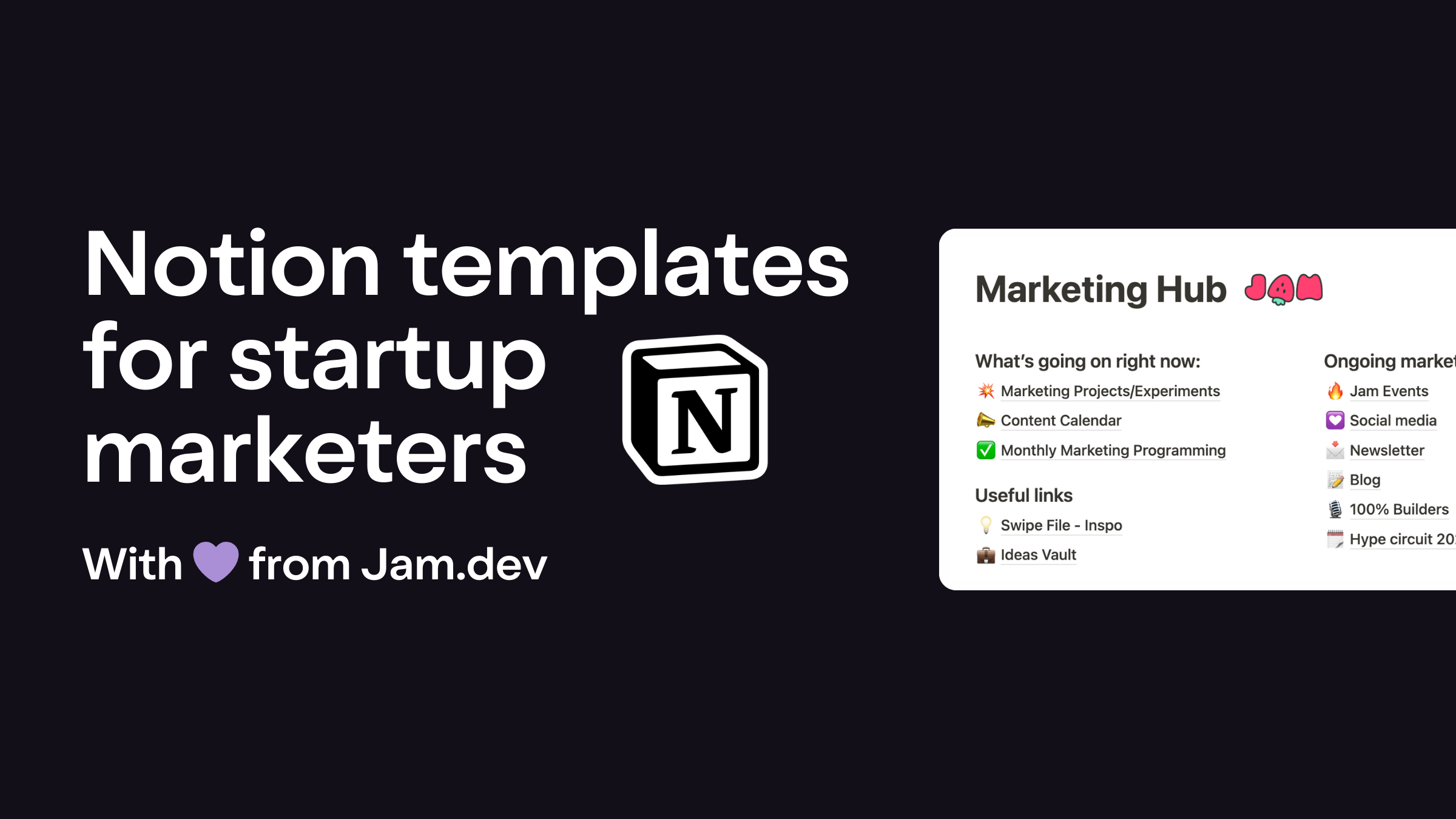 Notion templates for startup marketers - Jam.dev