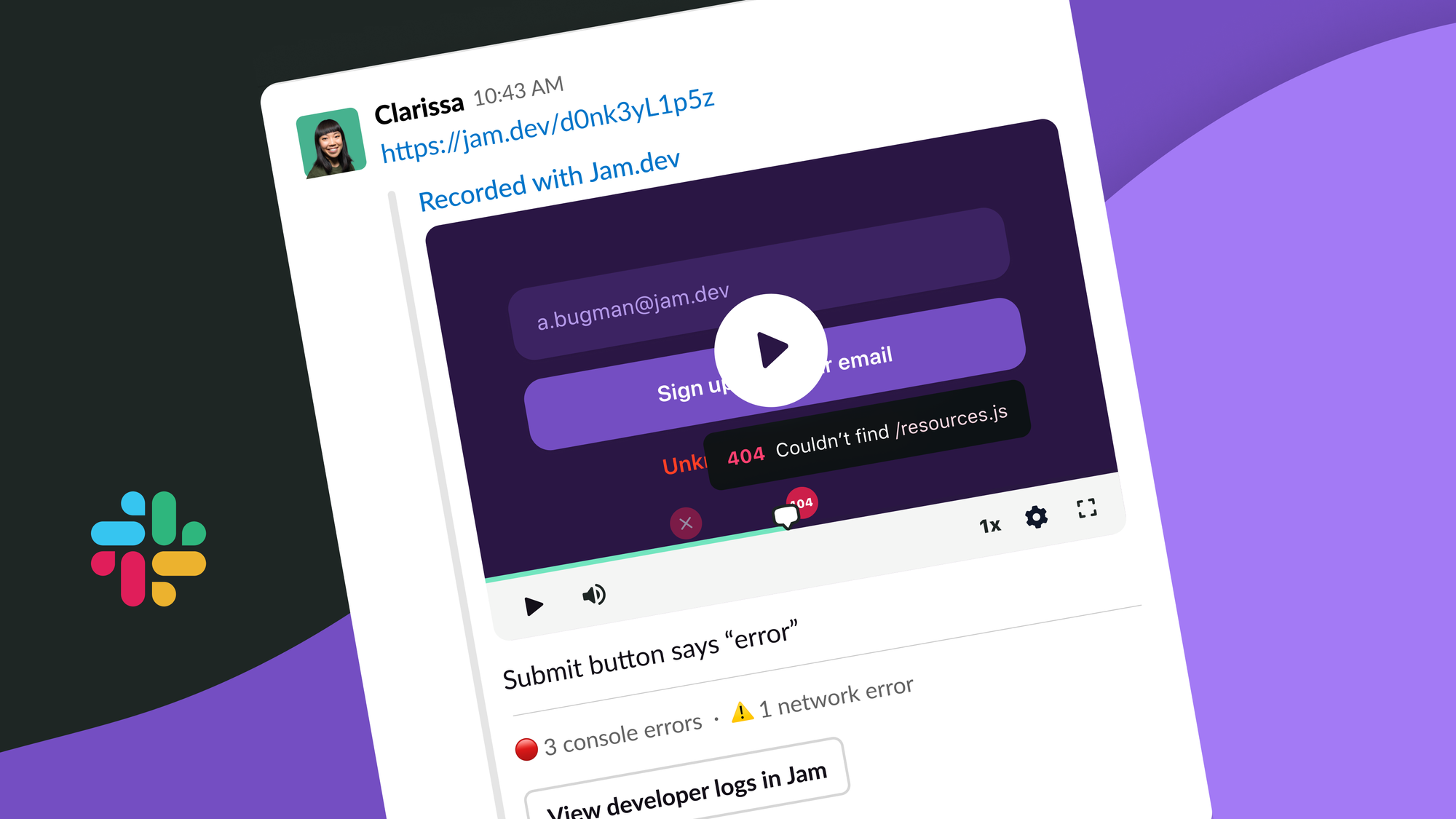 Slack app for bug reporting - Jam.dev